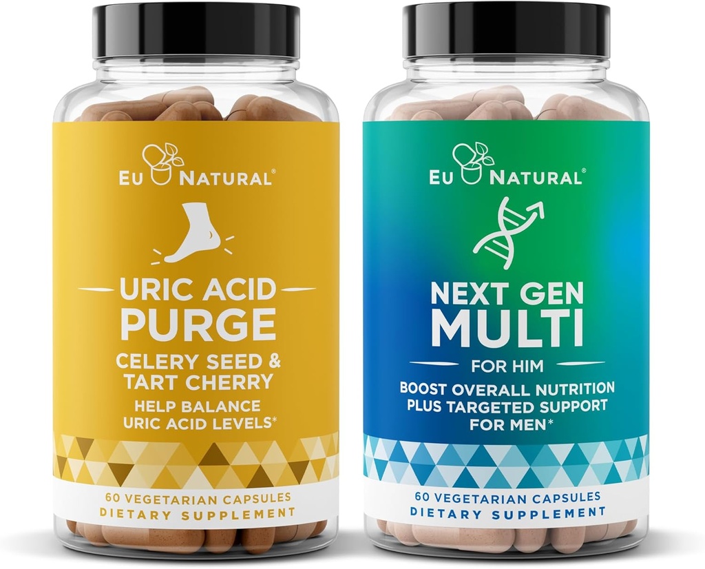 Uric Acid Purge ve Next Gen Multi for Him Sche - Detox and Cleanse for Common Support & Active Mobility Plus 26-in-1 Advanced Men's Multivitamin