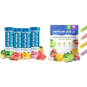 Venture Pal Ζάχαρη Δωρεάν Ηλεκτρολυτές Powder Packets & Μασώμενα Ηλεκτρολυτικά Δισκία Fast-Melt, Sport Ηλεκτρολύτης για το τρέξιμο Ποδηλασία Αθλητική Διατροφή