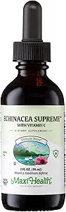 Maxi Health - Vitamin C ile Organik Echinacea Yüksek Sıvısı - Immune Support Supplement Echinacea Drops - 1000 mg Echinacea Root & Whole Plant Herb Extract - 2 Fl Oz Immune ATM Şişe
