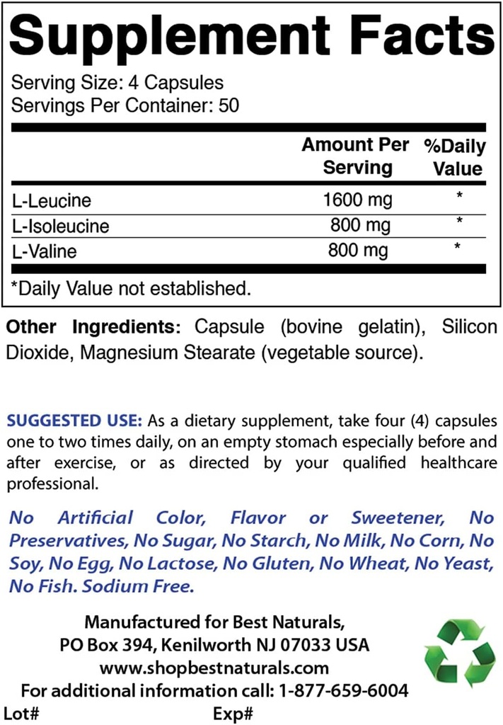 Best Naturals BCAA 3200mg & Κιτρικός ψευδάργυρος 30 mg