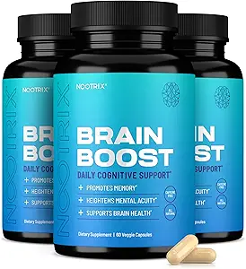 Nootrix Brain Boost Nootropic Supplement | Supports Memory, mental Focus, Cognitive Health & Energy | Sağlıklı Mood & Brain Function | Ginkgo Biloba & DMAE | 180 Capsules