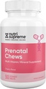 Nutri Supreme Prenatal Vitaminler, 800 MCG ile Kadınlar için Çekilebilir Prenatal Vitaminler, Demir, Kosher, Cherry Flavor, 90 Kont