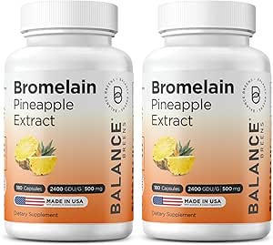 Balancebreens Bromelain 500mg Κάψουλες – 2400 GDU Pineapple Extract συμπλήρωμα για την κοινή υποστήριξη, τη φυσική υποστήριξη οίδημα, και την υγιεινή πέψη – 180 οργανικές κάψουλες Κατασκευασμένες στις ΗΠΑ