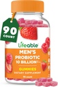 Erkekler için Yaşamlanabilir Probiyotikler | 10 Milyar CFU | Great Tasting Mens Probiyotik Gummies | Vegan Probiyotik for Gut Health and Immune Support | Probiyotiks Gummies for Men | 90 Gummies