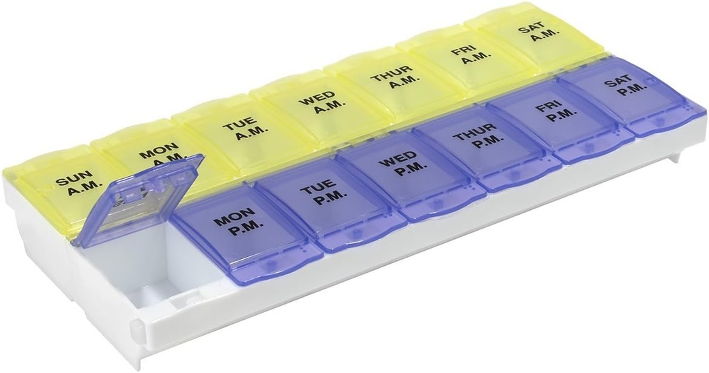 EZY DOSE (14-Day) AM/PM Pill Planlayıcı, Tıp Davası, Vitamin Organize Kutusu, Güvenli Reçeteli İlaçları Korumak ve Kazalı Spilling'i Önlemek için 2X-Large Locking