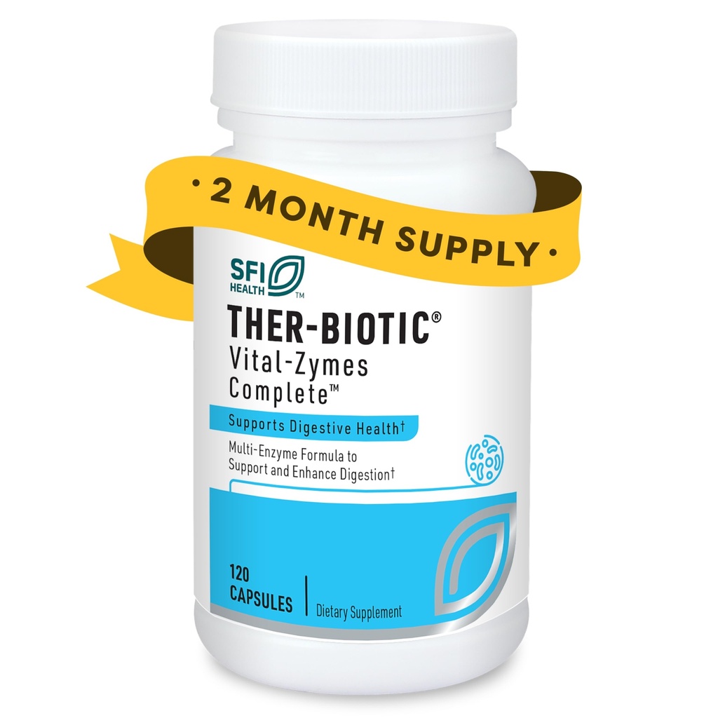 SFI Health Multi Enzyme Supplements for Digestive Health - Ther-Biotic Vital-Zymes Complete - Digestive Enzymes to Help Ease Indigestion & Nutrient Ab Metaboli (120 Capsules)