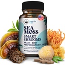 HAPPY FOX Irish Sea Moss Capses & Mushroom Complex - Βιολογικό Seamoss με προσαρμογόνες για την υγεία του εγκεφάλου, 1500mg, 90 Vegan Caps, Βιολογικό συμπλήρωμα μανιταριών