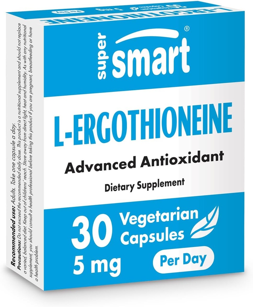 Supersmart L-Ergothioneine Supplement 5 mg per Day (Advanced Antioxy) | Non-GMO - 30 Vegetarian Capsules