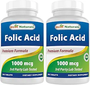 En İyi Doğal Folic Asit 1000 mcg (Vitamin B9), 240 Tablet (1000 mcg (Pack of 2))