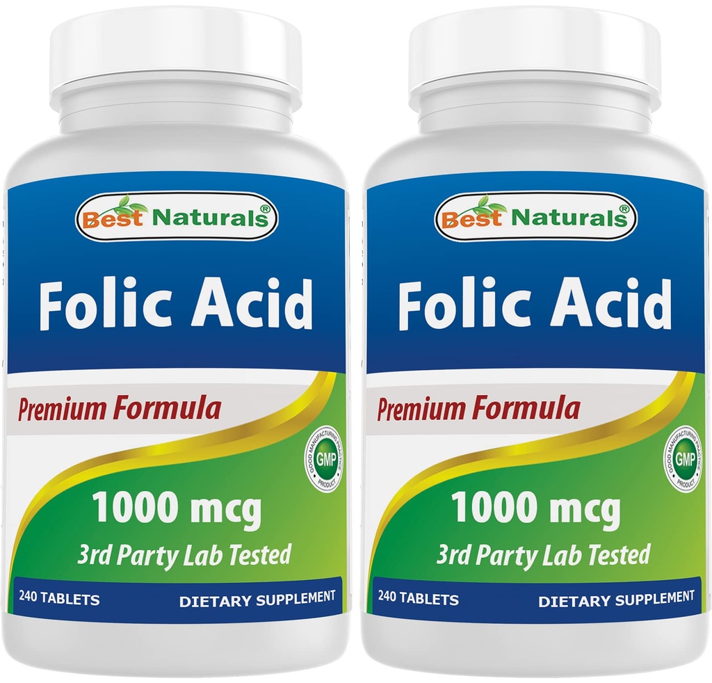 En İyi Doğal Folic Asit 1000 mcg (Vitamin B9), 240 Tablet (1000 mcg (Pack of 2))