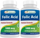 Best Naturals Φολικό οξύ 1000 mcg (βιταμίνη B9), 240 δισκία (1000 mcg (πακέτο του 2))