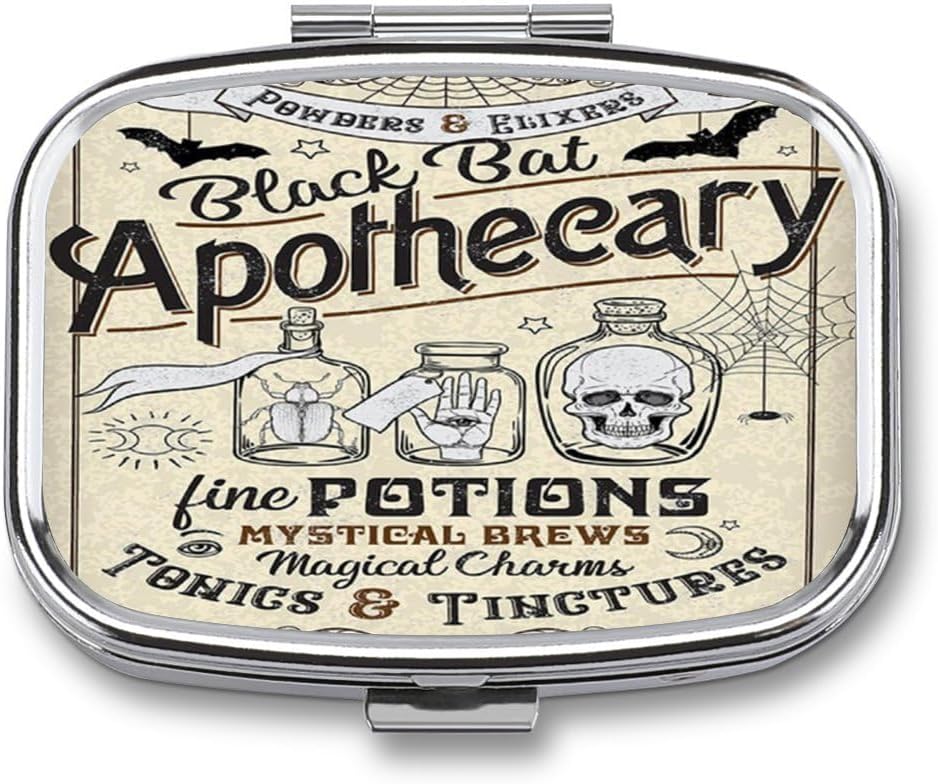 Metal 2tment Pill Organizer Travel Friendly Portable Compact Pill Box Cute Pill Case to Hold Vitamins,Fish Oil,Supplements,Meds,Tablet for Purse,Pocket. (Apothecary)