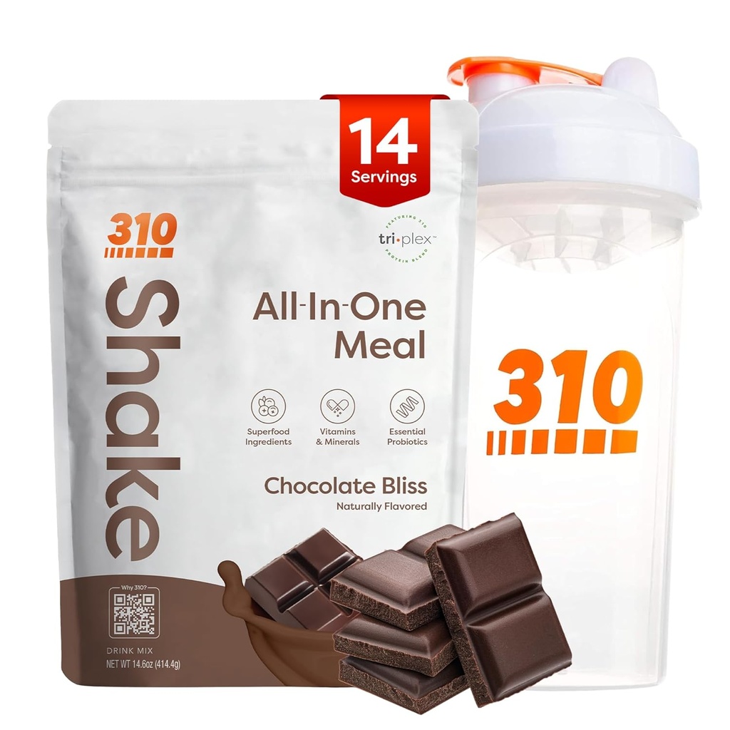 310 Beslenme All-in-One Meal Change Shake Toz w/Shaker Cup Start Kit - Yüksek Protein Fiber Rich Vegan Superfood - Sugar-Free, Keto & Paleo Friendly, Low Carb Chocolate Bliss 14 srvv