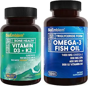 BioEmblem Vitamin D3 K2 Omega-3 Fish Oil 2000 mg