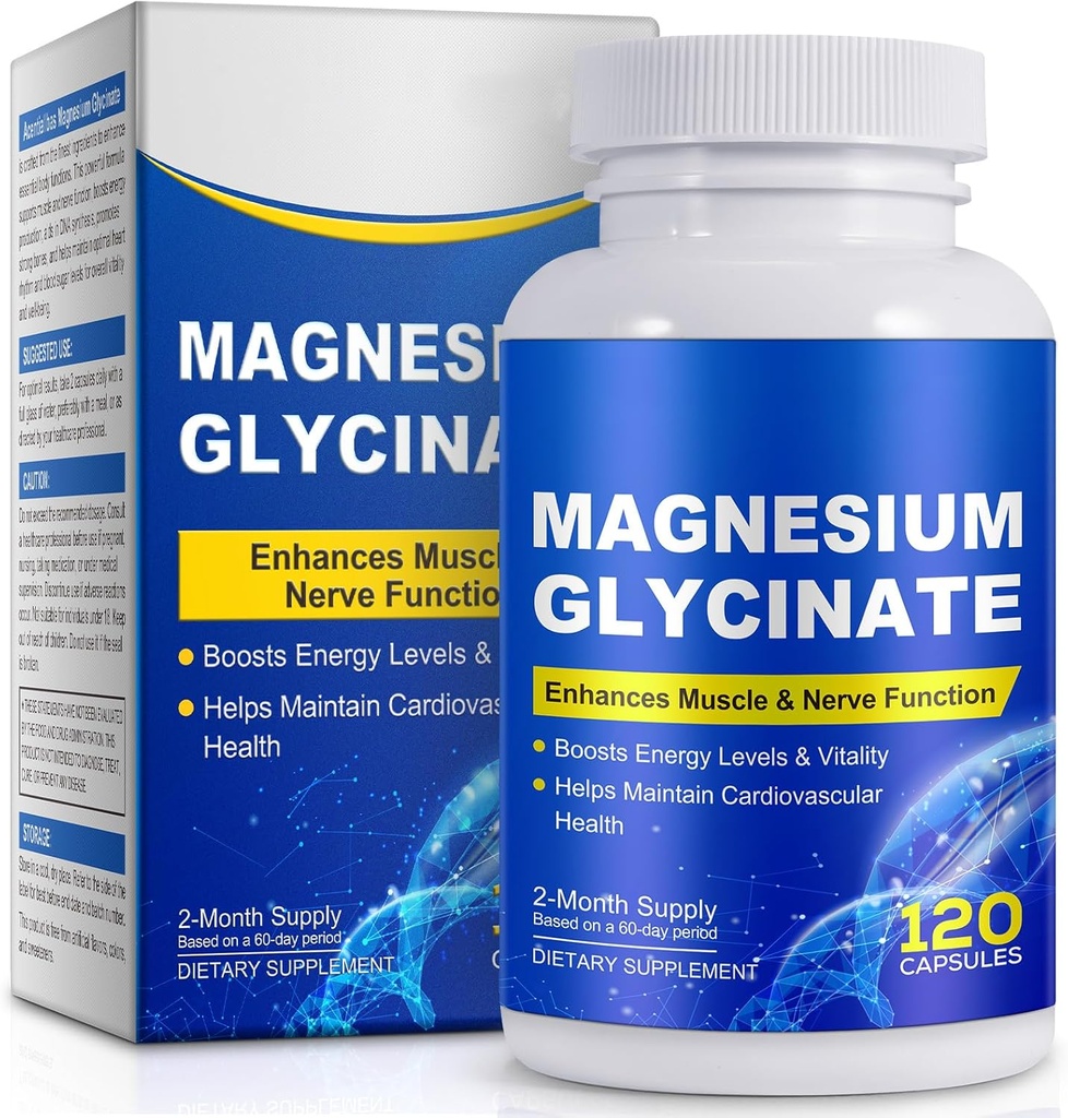 Banyo için Magnezyum Glycinate, Mood, Beyin, Yüksek Aborpsiyon 120 Capslues Supplement, Elemental Magnezyum 100 mgelli ile - Yüksek Biyo kullanılabilir - Vitamin D3 & K2 ile