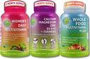 Vegan Multivitamins & Ασβέστιο Trio–Ολόκληρα τρόφιμα Πολυβιταμίνη με σίδηρο + Γυναικεία καθημερινή πολυβιταμίνη με σίδηρο + Φυτοβασισμένο ασβέστιο, μαγνήσιο, ψευδάργυρο, D3, K2 & Turmeric – Ενέργεια, οστά & ανοσοποιητική υποστήριξη