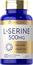 Carlyle L Serine Capsules 500 mg | 120 Kont | Non-GMO & Gluten Free Supplement