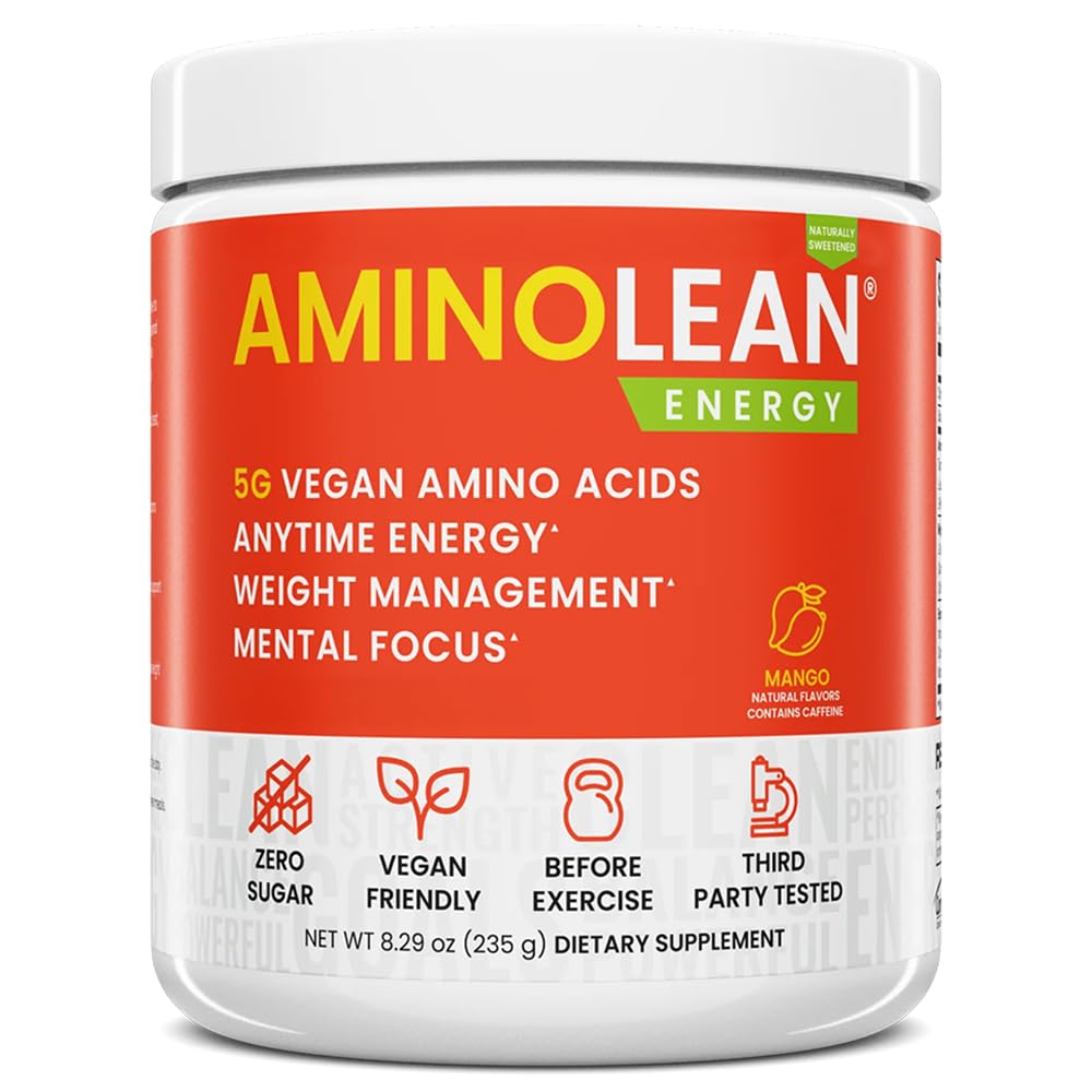 RSP NUTRITION AminoLean Natural Pre Workout Toz, Sucralose Free Platinum Energy with No Yapay Dyes, Vegan BCAAs and Kilo Management, Mango, 25 Serv