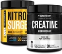 Jacked Factory Nitrosurge Pre Workout with atine for Muscle Building (30 Servisler, Blue Raspberry) ve Kas Büyüme ve Kurtarma için Monohidrat Tozu (30 Hizmetsiz)