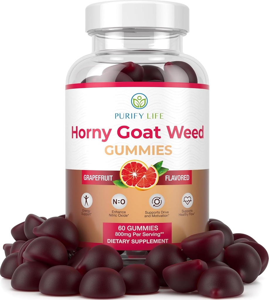Potent Horny Goat Biz Erkekler ve Kadınlar (Max Potency Chews 800 mg), Horny Goat Enerji Yönetimi, Performans ve Stamina - Vegan, Gluten-Free, Natural Grapetre Flavor