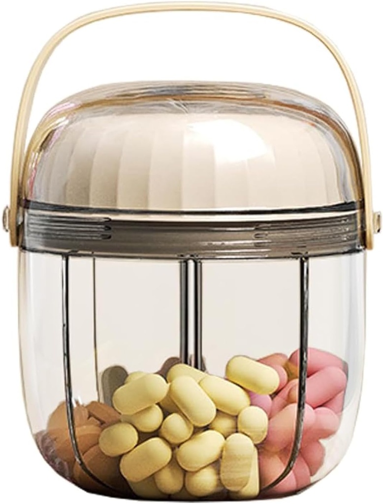 MURRI&MURRDI Pill Organizer με 4 διαμερίσματα, κουτί ταξιδιών Φορητό χάπι περίπτωση αντι-ανάμειξη & ευρύ άνοιγμα, συμπαγές δοχείο θήκη για βιταμίνες ιχθυέλαια Φάρμακα (F κρέμα Λευκό)