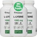 PRISTINE'S L Lysine 1000 mg (3 Pack) Lip & Gum Health Essential Amino Asit Immunity Support Capsules -180 Day Supply Muscle & Tcon Support - Collagen Production - Vegan Gluten Free Non GMO