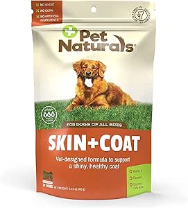 Pet Naturals Skin ve Köpekler için Kuru, Itchy ve Irritated Skin, 30 Chews - Salmon Oil, Vitamin E ve Flax Oil - Hiçbir Corn veya Buğday - Vet Önerilen