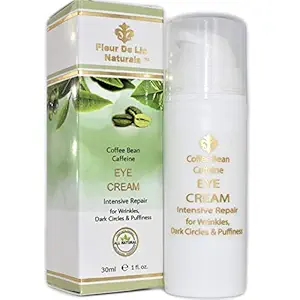 Fleur De Lis Naturals Coffee Bean Καφεΐνη Αντιγήρανση Κρέμα ματιών για Σκοτεινούς Κύκλους, Τσάντες ματιών, Fine Lines, Puffiness. Καλύτερη αντι γήρανση Κρέμα ματιών Ενυδατικό για ρυτίδες, Crows πόδια, Puffy Eyes