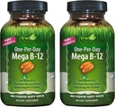 Irwin Naturals One-Per-Day Mega B-12 1.500mcg Υψηλής Ικανότητας Βιταμίνη μεθυλοκοβαλαμίνης - Γρήγορη Ενισχυμένη Απορρόφηση με MCT + Ασιατικό Ginseng - Φυσική Ενίσχυση Ενέργειας - 60 Υγρά Softgels (Pack of 2)