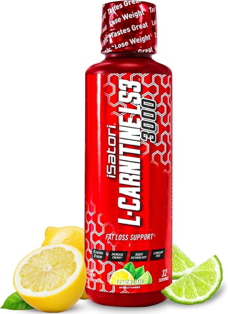iSatori L-Carnitine LS3 3000, Triple-Blend Sıvı L Carnitine Supplement, Acetyl & Tartrate, Stimulant Free Energy, Low Calories, Sugar or Gluten, Keto-Friendly, Lemon Lime (32 Hizmet)