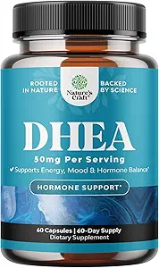 DHEA Supplement for Women & Men - Pure DHEA 50mg for Hormon Dengesi, Mood Stability, Brain Function, Immune System, Energy & Fertness - Dehidrepiandrosterone Capsules Yetişkinler için - 60 Ctt