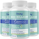 Kadınlar ve Erkekler için probiyotikler, 300 milyar CFU 24 Strains Probiyotiks + 15 Organik Herbs Prebiyotikler, Raf Stable Gut Health Supplement for Digestive Immune & Whole-Body Health, 6 Ay Supply