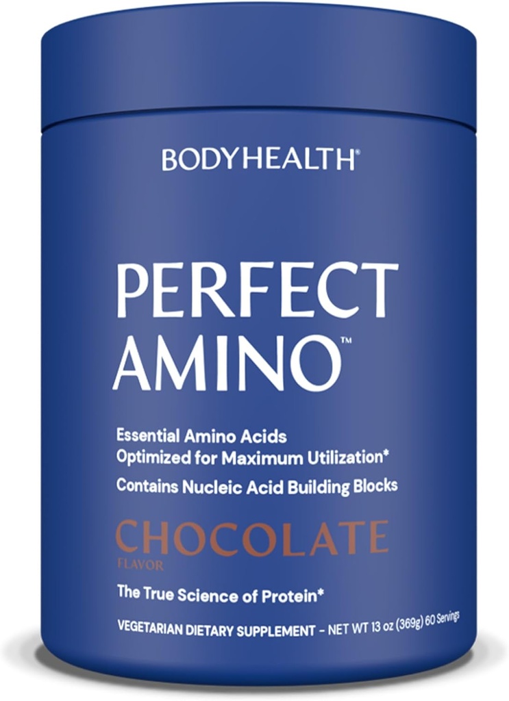 BodyHealth PerfectAmino Powder - BCAA και EAA Σκόνη για την προ και μετά προπόνηση - Amino Acid Energy Drink για άνδρες και γυναίκες για να υποστηρίξει Lean μυών και αποκατάστασης - Σοκολάτα - 60 εξυπηρετούν