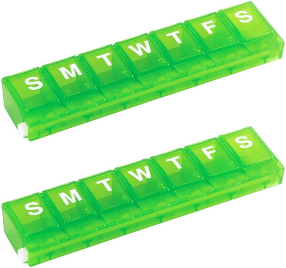 EZY DOSE Weekly (7-Day) Pill Organizer, Tıp Davası, Vitamin Planlayıcı Box, Small Locking Karşılaştırmalı Güvenli Reçeteli İlaçlar ve Spilling'i Önleme, Colors Vary (Küçük Locking - 2 Pack)