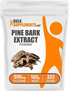 BulkSupplements.com Pine Bark Ekstraksiyon Toz - Herbal Supplement, Pine Bark Toz - Antioksis Desteği, Gluten Free - 300 mg per Service, 100g (3.5 oz) (Paket 1)