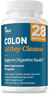 Dr. Tobias Colon 14 Day Cleanse, Advanced Gut Cleanse Detox for Women & Men with Cascara Sagrada, Psyllium Husk, Senna Leaf & Probiotics, Non-GMO Colon Cleanse, 1 μπουκάλι των 28 καψουλών (1-2 Καθημερινή)