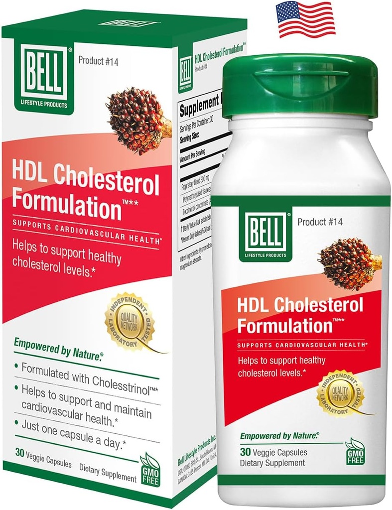 Bell HDL Cholesterol FormulationTM, Cholesterol Health Supplement - Unique Blend, for Women and Men | 30 Capsules