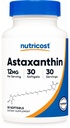 Nutricost Astaxanthin 12 mg, 30 Softgels - Non-GMO ve Gluten Free