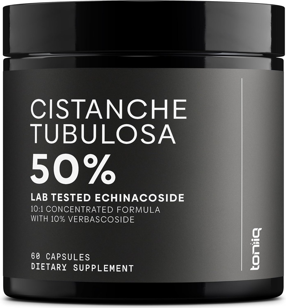 Cistanche Tubulosa Extract - Ultra High Potency 10:1% 50 Echinacoside & 10% Verbascoside - Highly Interd - Third-Party Lab Tested - 60 Capsules