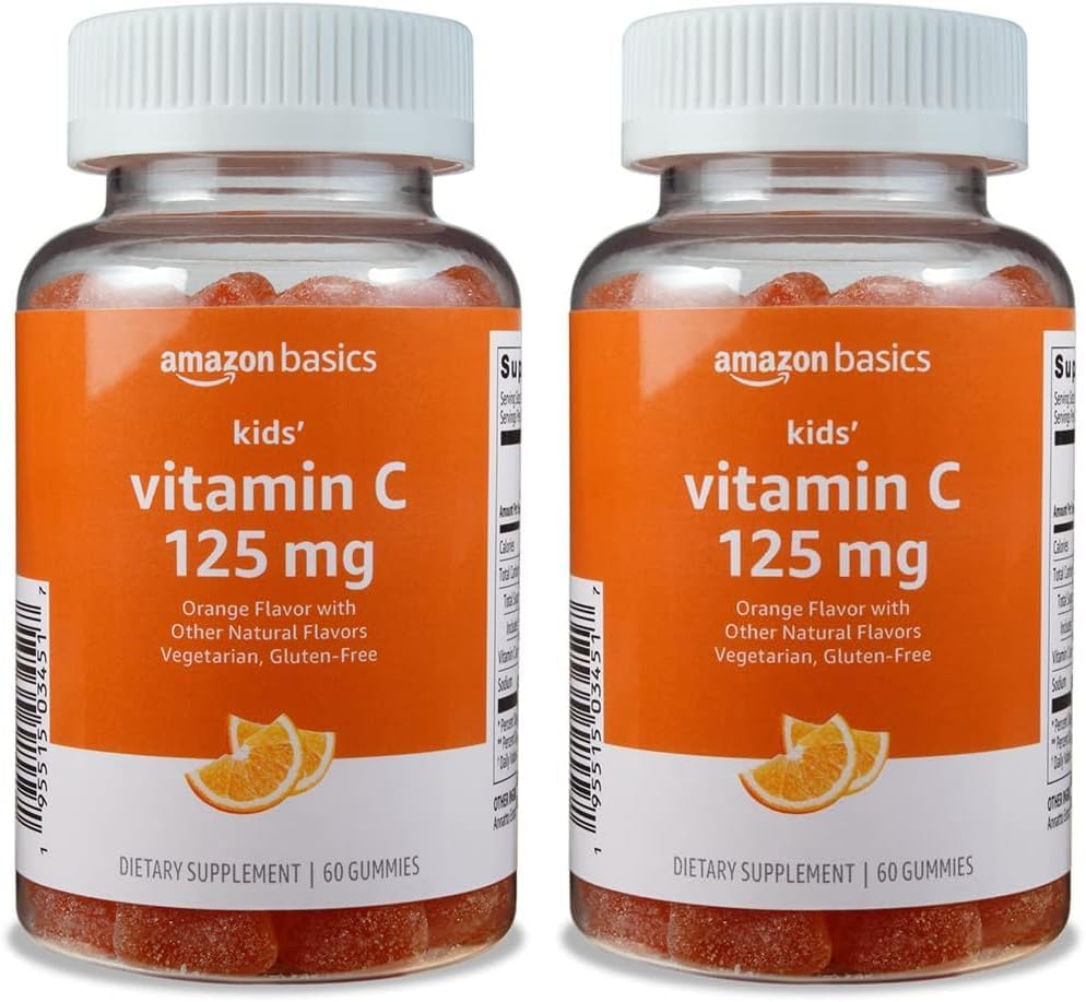 Temel Çocuk Vitamini C 125 mg Gummies, Orange, 60 Kont, Immune Health, 2 Ay Supply (Önceki Solimo) (Pack of 2)