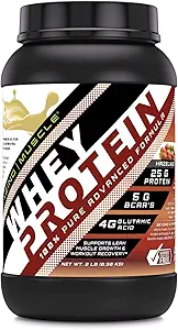 Amazing Muscle Whey Protein Isolate & Inter 25 G per Service Supplement | Hazelnut Flavor | 2 Lb (0.90 kg) | Non-GMO | Gluten-Free