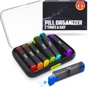 BEXEEN Haftalık Pill Organizer 2 Zaman Bir Gün - Pill Box 7 Gün Am Pm - Seyahat Tıp Organizecı İki Günlük Vitamin Sahibi Portre Kompleksi Hafta Sabah Gecesi