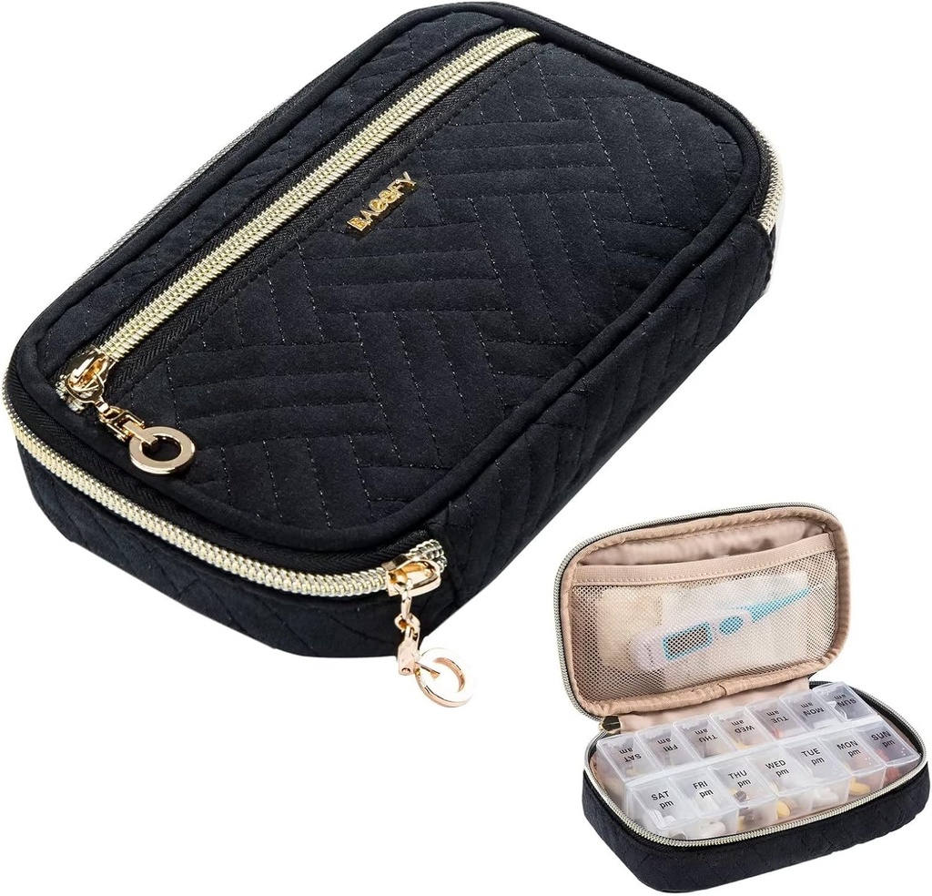 BAGSFY Pill Organizer Case 2 Times a Day- Weekly Medicine Organizer Travel Pill Box with Removable 7 Day Medicine Case Container for Fish Oil, Vitamin, Συμπλήρωμα