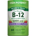 Nature's Truth B12 Vitamin 5000 mcg | 60 Tablets | Fast Dissolve Natural Berry Flavor | Vegan, Non-GMO & Gluten Free Supplement