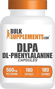 BulkSupplements.com DL-Phenylalanine Capsules - DLPA Capsules, DL-Phenylalanine 500 mg - DLPA Supplements, replica başına 1 Capsule, 180 Capsules