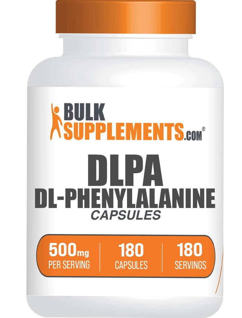 BulkSupplements.com DL-Phenylalanine Capsules - DLPA Capsules, DL-Phenylalanine 500 mg - DLPA Supplements, replica başına 1 Capsule, 180 Capsules