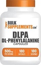BulkSupplements.com DL-Phenylalanine Capsules - DLPA Capsules, DL-Phenylalanine 500 mg - DLPA Supplements, replica başına 1 Capsule, 180 Capsules