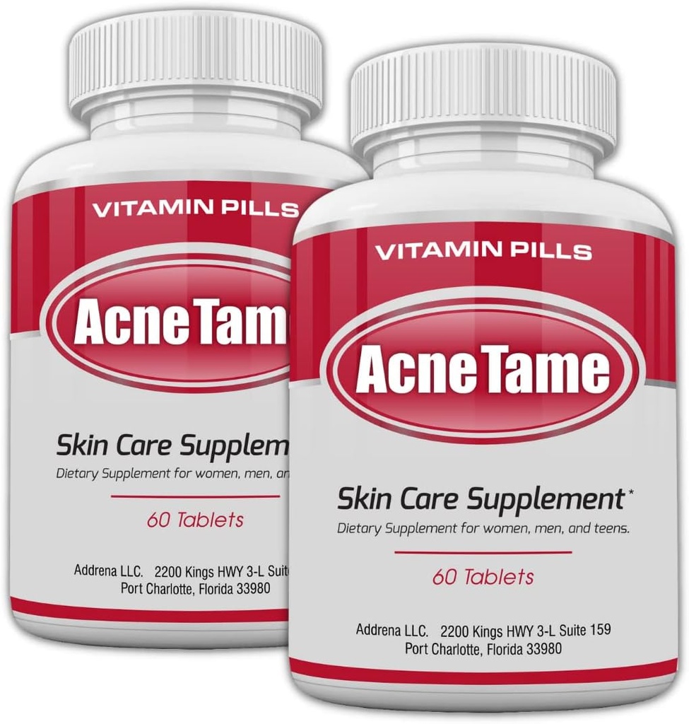 2 Pack- Clear Skin Supplements Pill- Tablets for Oily Skin Treatment, Spots, Blemishes, and Sebum Control for Women, Men, & Young