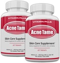 2 Pack- Clear Skin Supplements Pill- Tablets for Oily Skin Treatment, Spots, Blemishes, & Sebum Control for Women, Men, & Teens