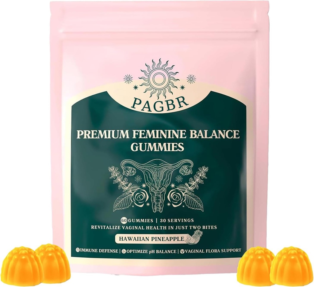 Vital Source Premium Feminine Balance Pineapple Gummies for Women's Health & Wellness Hawaiian,Improve Immune,Vegan, Gluten-Free & Halal,60 Gummies - 30 Day Supply (1)
